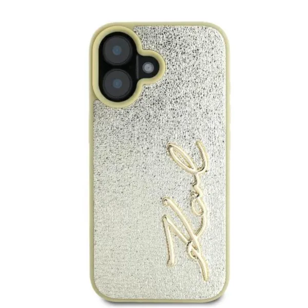 Karl Lagerfeld Metal Signature - Case for iPhone 16 (gold)