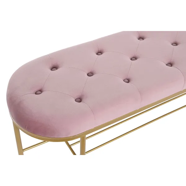 Банкетка DKD Home Decor 100 x 35 x 40 cm Розовый Позолоченный Металл