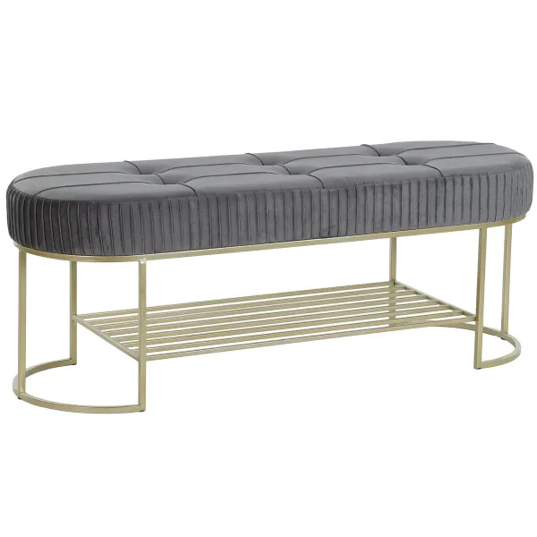 Taburete DKD Home Decor Pelēks Bronza Metāls 120 x 40 x 45 cm