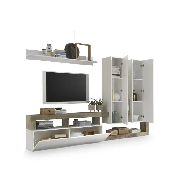 Televizoriaus baldai DKD Home Decor Balta Metalinis Aliuminis Medžio MDF 277 x 75 x 173 cm 277 x 35 x 173 cm