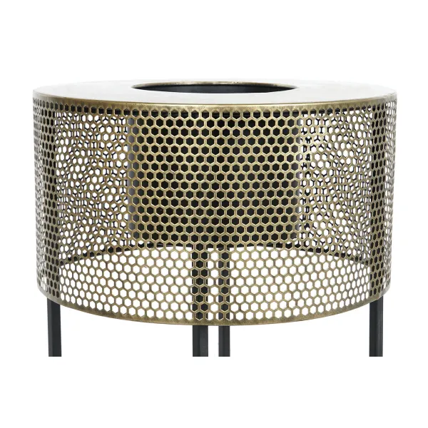 Набор кашпо DKD Home Decor 33 x 33 x 67 cm Чёрный Позолоченный Металл Loft