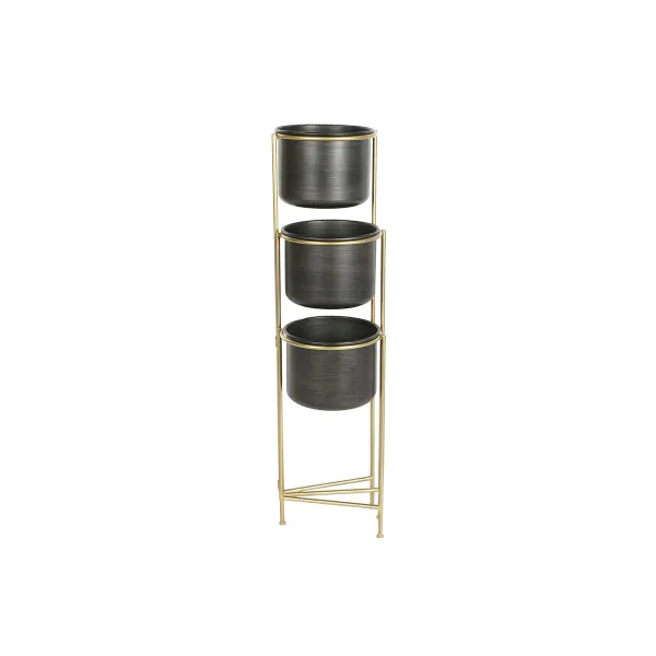 Подставка под цветочный горшок DKD Home Decor 30 x 21 x 80 cm Чёрный Позолоченный Металл