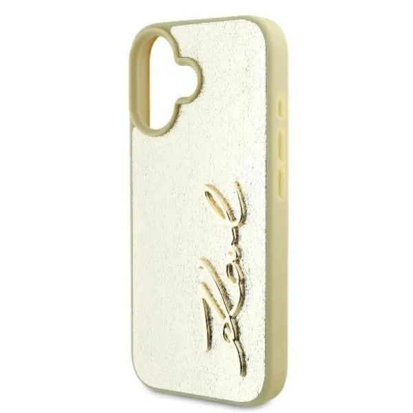 Karl Lagerfeld Metal Signature - Case for iPhone 16 (gold)