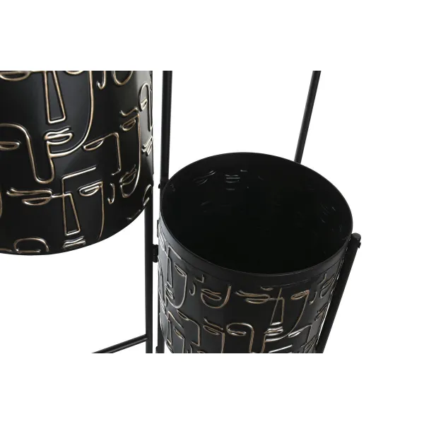 Подставка под цветочный горшок DKD Home Decor Чёрный Позолоченный Металл Лицо 22 x 22 x 93 cm