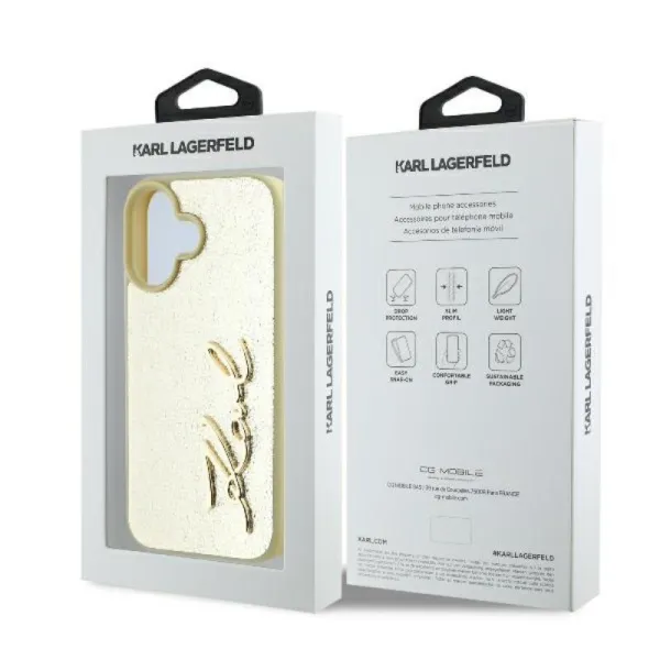 Karl Lagerfeld Metal Signature - Case for iPhone 16 (gold)