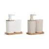 Bath Set DKD Home Decor White Beige Bamboo polystyrene 16 x 9 x 18 cm 3 Pieces (2 Units)