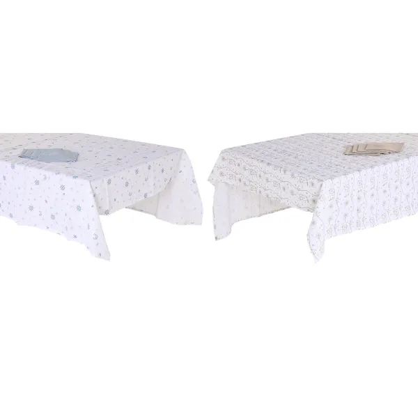 Galda drānas un salvetes DKD Home Decor 150 x 150 x 0,5 cm Zils Brūns Balts (2 gb.)