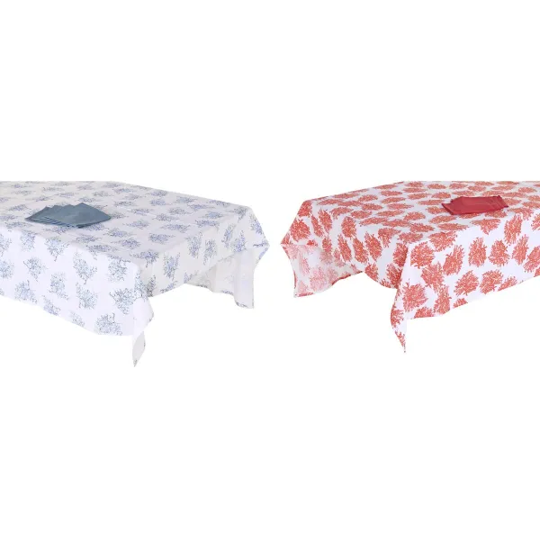 Staltiesė ir servetėlės DKD Home Decor 150 x 150 x 0,5 cm Mėlyna Fuksija (2 vnt.)