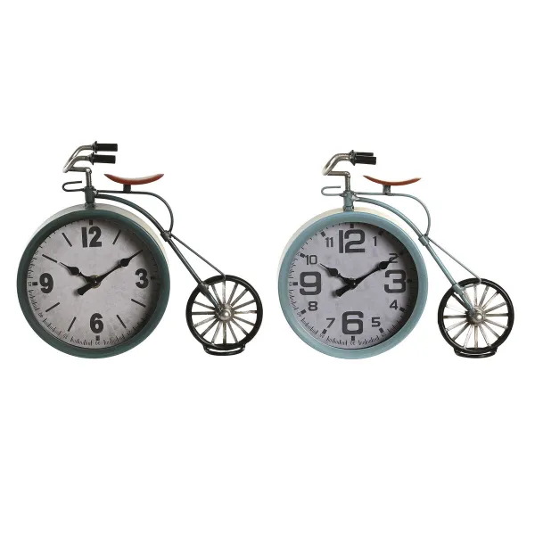 Настольные часы DKD Home Decor Синий Зеленый Велосипед Vintage (2 штук)