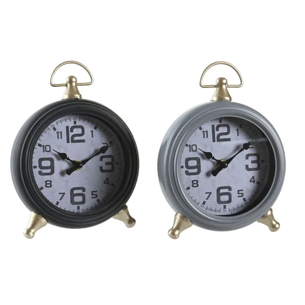Настольные часы DKD Home Decor Чёрный Серый Позолоченный традиционный (2 штук)