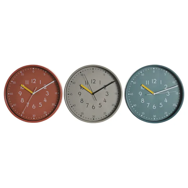 Настенное часы DKD Home Decor Белый бирюзовый терракот PVC город 30 x 4,3 x 30 cm (3 штук)