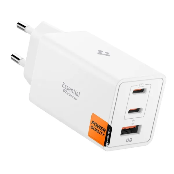 Spigen Essential EE673EU GaN Pro - Wall Charger 2x USB-C + USB-A 67W (White)
