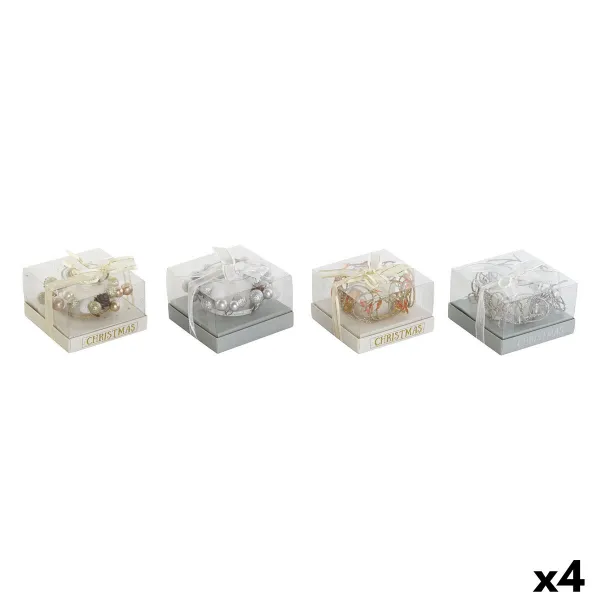 Candle DKD Home Decor Golden Silver Christmas 10.5 x 10.5 x 7 cm 10,5 x 10,5 x 7 cm (4 Units)