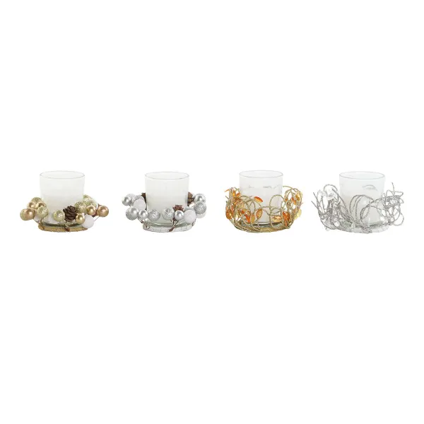 Candle DKD Home Decor Golden Silver Christmas 10.5 x 10.5 x 7 cm 10,5 x 10,5 x 7 cm (4 Units)