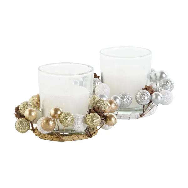 Вуаль DKD Home Decor Позолоченный Серебристый Рождество 10.5 x 10.5 x 7 cm 10,5 x 10,5 x 7 cm (4 штук)