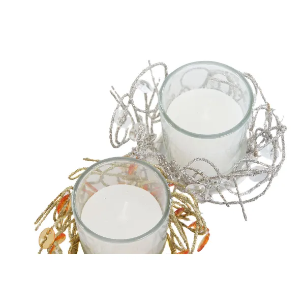 Вуаль DKD Home Decor Позолоченный Серебристый Рождество 10.5 x 10.5 x 7 cm 10,5 x 10,5 x 7 cm (4 штук)
