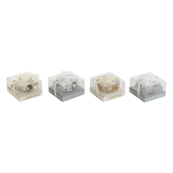 Candle DKD Home Decor Golden Silver Christmas 10.5 x 10.5 x 7 cm 10,5 x 10,5 x 7 cm (4 Units)