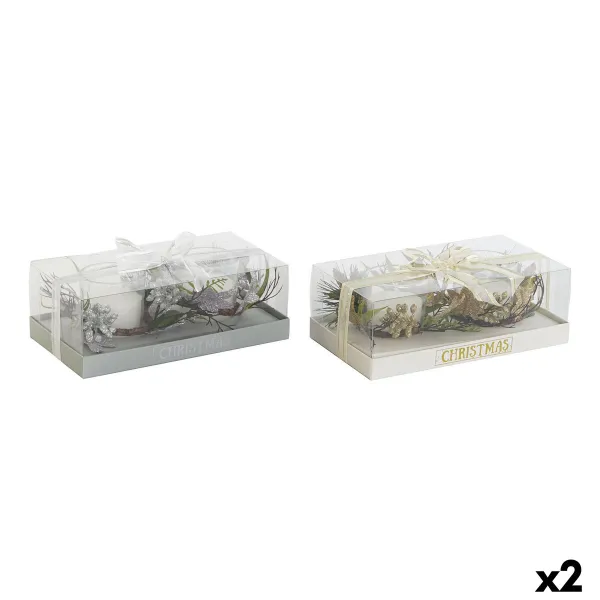 Набор свечей DKD Home Decor Позолоченный Серебристый Рождество 10 x 10 x 7 cm (2 штук)
