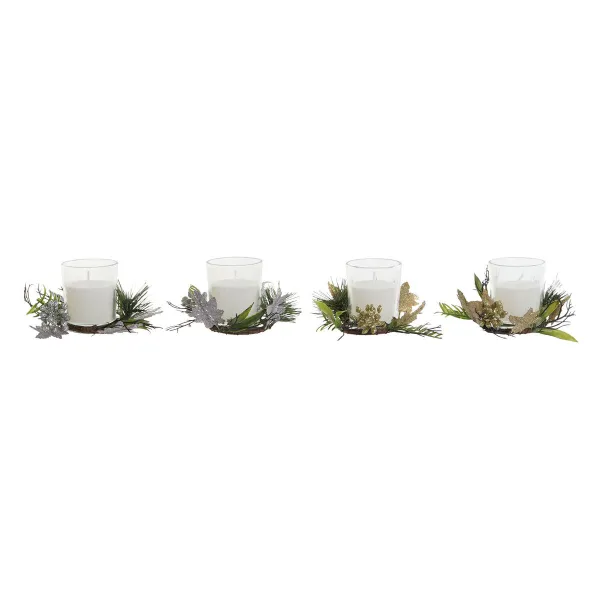 Набор свечей DKD Home Decor Позолоченный Серебристый Рождество 10 x 10 x 7 cm (2 штук)