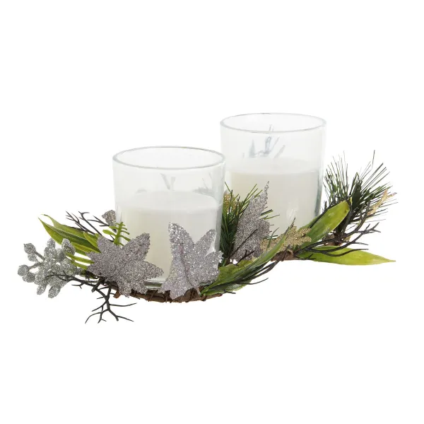Набор свечей DKD Home Decor Позолоченный Серебристый Рождество 10 x 10 x 7 cm (2 штук)