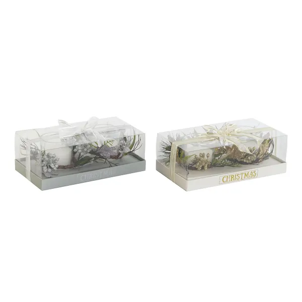 Candle Set DKD Home Decor Golden Silver Christmas 10 x 10 x 7 cm (2 Units)