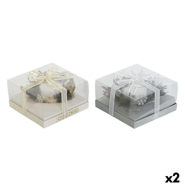 Вуаль DKD Home Decor Позолоченный Серебристый Рождество 15 x 15 x 5 cm (2 штук)