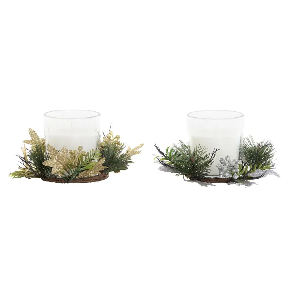 Вуаль DKD Home Decor Позолоченный Серебристый Рождество 15 x 15 x 5 cm (2 штук)