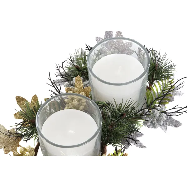Вуаль DKD Home Decor Позолоченный Серебристый Рождество 15 x 15 x 5 cm (2 штук)