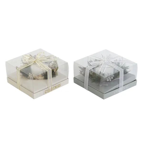 Вуаль DKD Home Decor Позолоченный Серебристый Рождество 15 x 15 x 5 cm (2 штук)