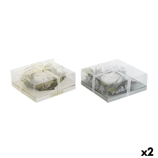 Вуаль DKD Home Decor Позолоченный Серебристый Рождество 21,5 x 21,5 x 8,5 cm (2 штук)