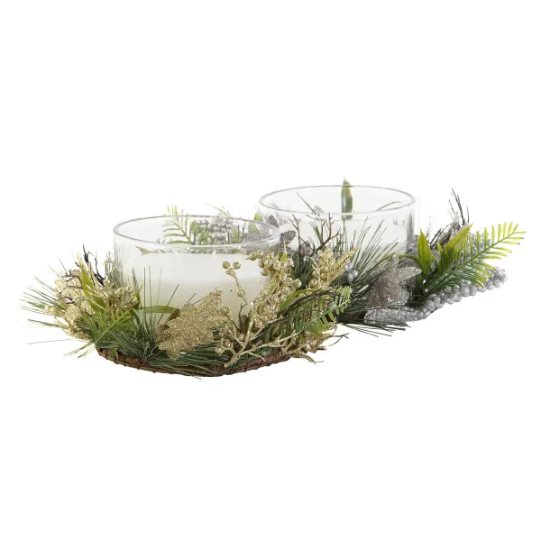 Вуаль DKD Home Decor Позолоченный Серебристый Рождество 21,5 x 21,5 x 8,5 cm (2 штук)