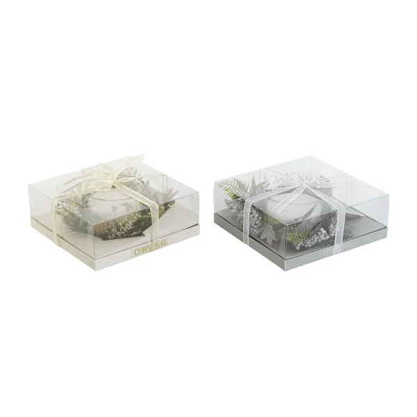 Вуаль DKD Home Decor Позолоченный Серебристый Рождество 21,5 x 21,5 x 8,5 cm (2 штук)