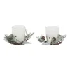 Sveču Komplekts DKD Home Decor Balts Ziemassvētki 10 x 10 x 7 cm 19 x 10.5 x 7 cm (2 gb.)