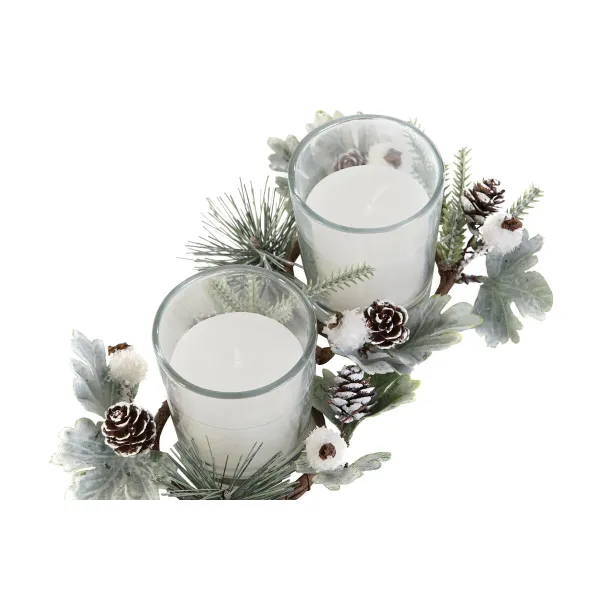 Sveču Komplekts DKD Home Decor Balts Ziemassvētki 10 x 10 x 7 cm 19 x 10.5 x 7 cm (2 gb.)