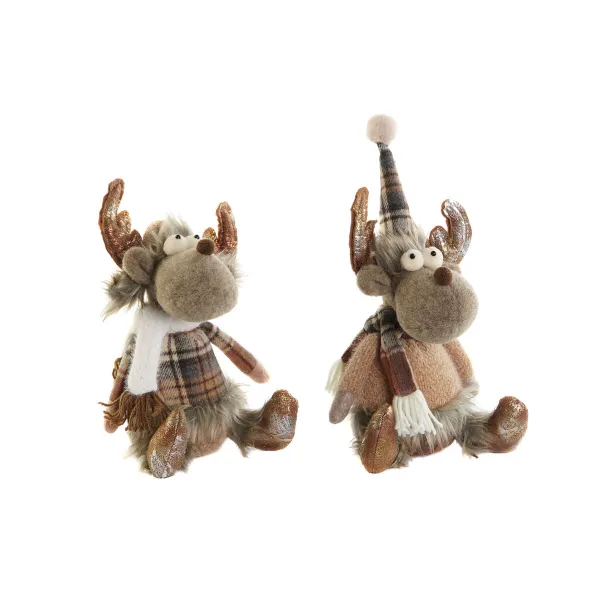 Ziemassvētku Nieciņš DKD Home Decor Brūns Ziemeļbrieži 13 x 12 x 25 cm (2 gb.)