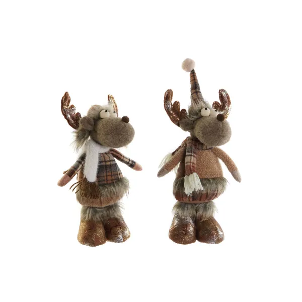 Ziemassvētku Nieciņš DKD Home Decor Brūns Ziemeļbrieži 14 x 12 x 35 cm (2 gb.)
