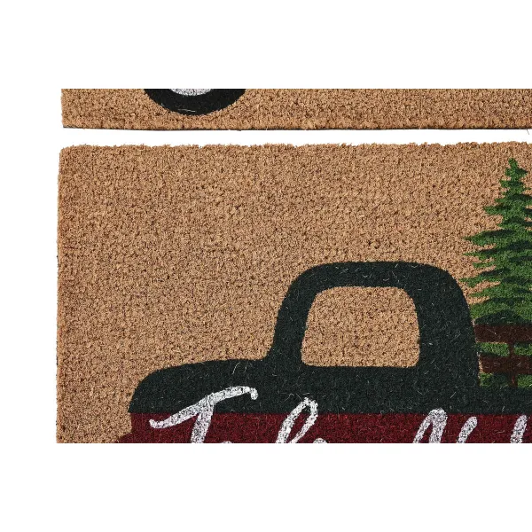 Durų kilimėlis DKD Home Decor Balta Ruda Raudona Žalia PVC Kokoso pluoštas 60 x 40 x 1,5 cm (2 vnt.)
