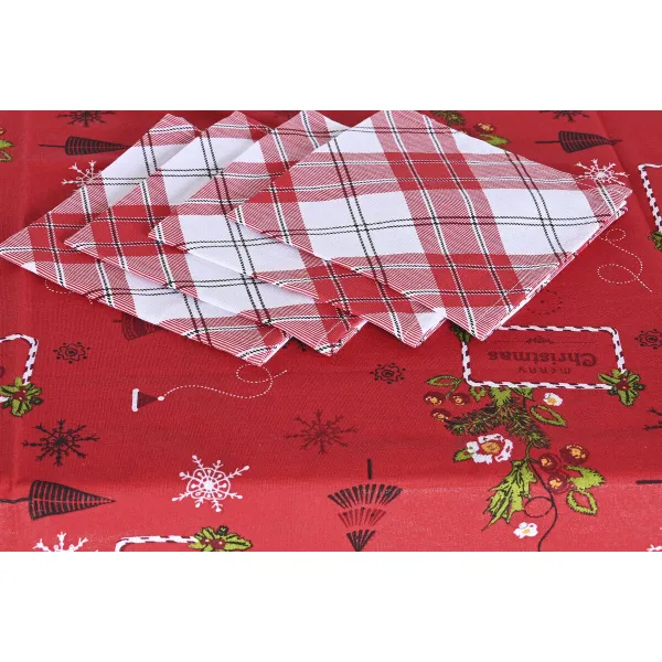 Stalo skalbinių rinkinys DKD Home Decor Balta Raudona Žalia Rusvai gelsva (5 Dalys) (2 vnt.)