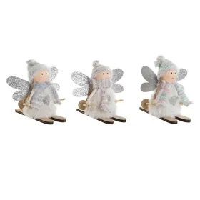 Новогоднее украшение DKD Home Decor Белый Серый Волшебница 12 x 8 x 10 cm (3 штук)