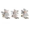 Joulukuusenpallo DKD Home Decor Valkoinen Harmaa Keijukainen 12 x 8 x 10 cm (3 osaa)