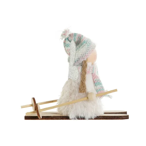 Kalėdų papuošalai DKD Home Decor Balta Pilka Burtininkė 12 x 8 x 10 cm (3 vnt.)