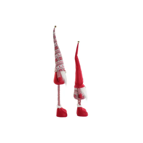 Новогоднее украшение DKD Home Decor Белый Красный Гном 14 X 11 X 73 cm (2 штук)