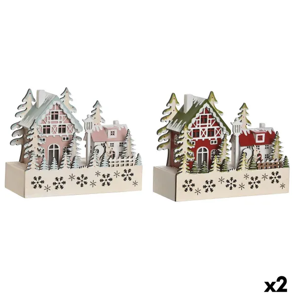 Новогоднее украшение DKD Home Decor Красный Розовый 21 x 9,5 x 19 cm (2 штук)