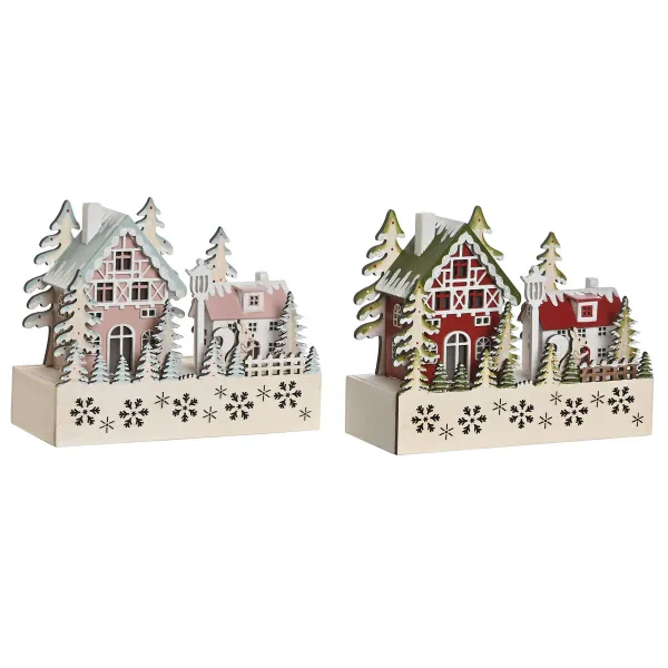 Новогоднее украшение DKD Home Decor Красный Розовый 21 x 9,5 x 19 cm (2 штук)