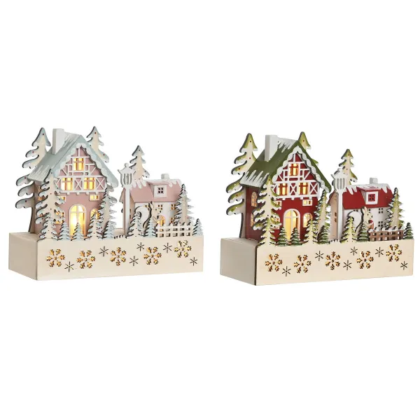 Новогоднее украшение DKD Home Decor Красный Розовый 21 x 9,5 x 19 cm (2 штук)