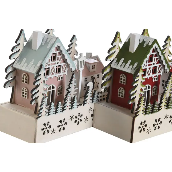 Новогоднее украшение DKD Home Decor Красный Розовый 21 x 9,5 x 19 cm (2 штук)