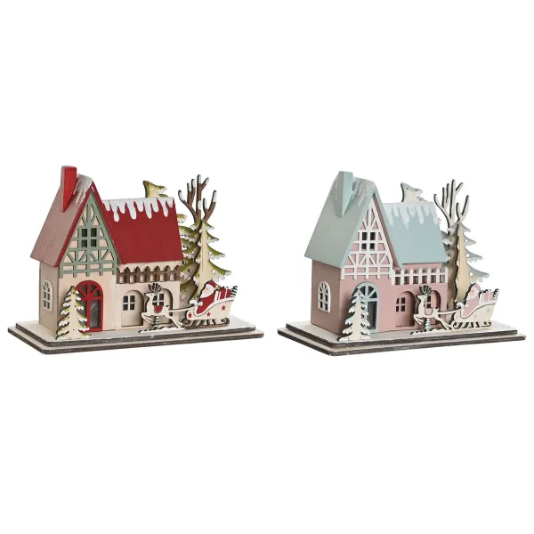 Joulukuusenpallo DKD Home Decor Punainen Vaaleanpunainen 23,5 x 11 x 20,5 cm (2 osaa)