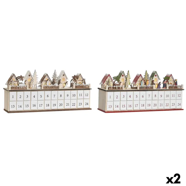Рождественский календарь DKD Home Decor Деревянный 45 x 11 x 23 cm (2 штук)