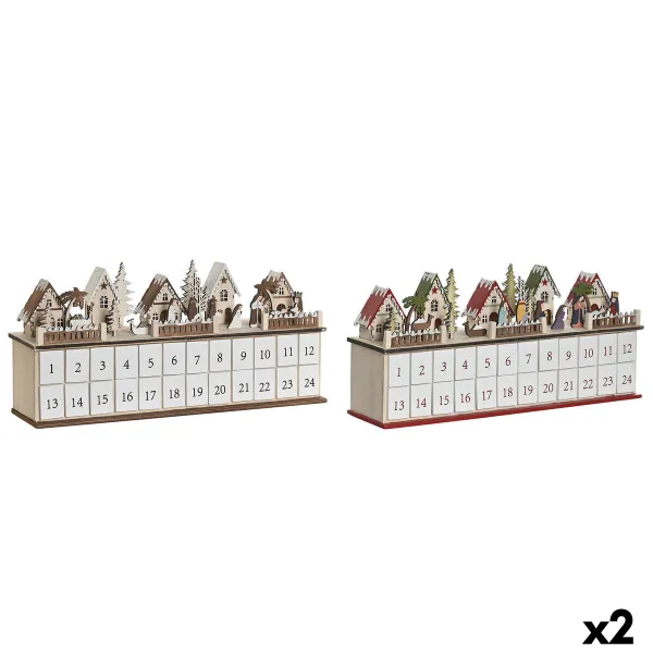 Рождественский календарь DKD Home Decor Деревянный 45 x 11 x 23 cm (2 штук)