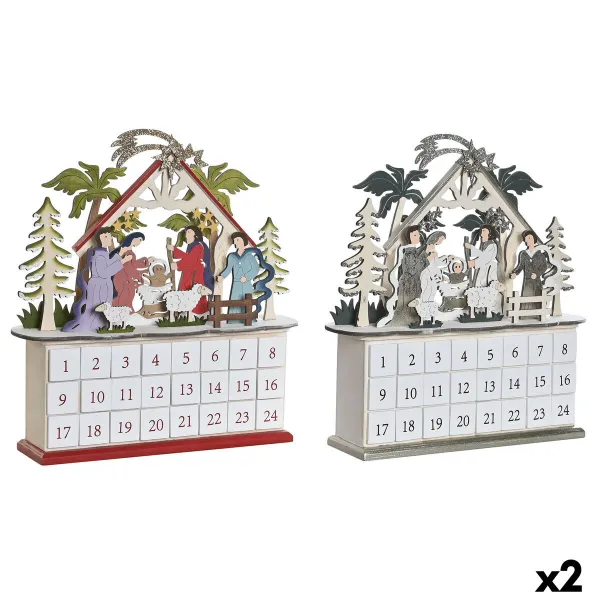 Рождественский календарь DKD Home Decor Деревянный 34 x 8,5 x 36,5 cm (2 штук)